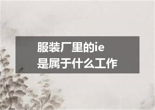 服装厂里的ie是属于什么工作