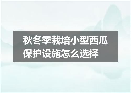 秋冬季栽培小型西瓜保护设施怎么选择
