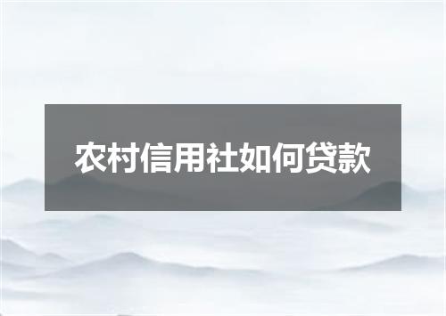 农村信用社如何贷款