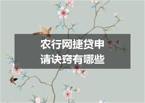 农行网捷贷申请诀窍有哪些