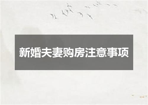 新婚夫妻购房注意事项