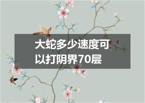 大蛇多少速度可以打阴界70层