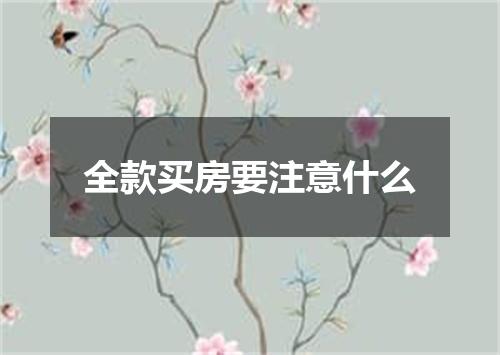 全款买房要注意什么