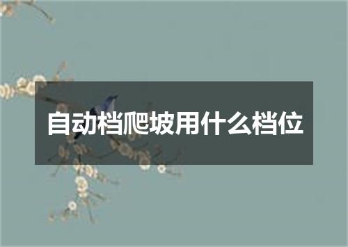 自动档爬坡用什么档位