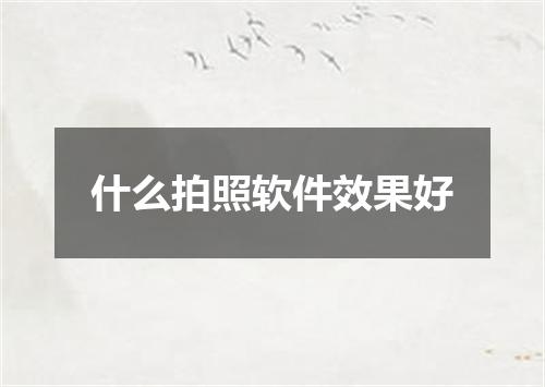 什么拍照软件效果好