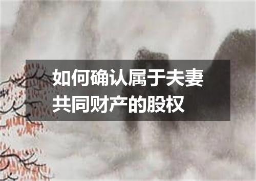 如何确认属于夫妻共同财产的股权