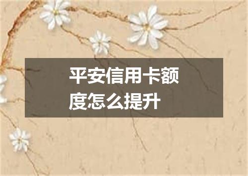 平安信用卡额度怎么提升
