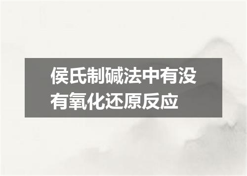 侯氏制碱法中有没有氧化还原反应
