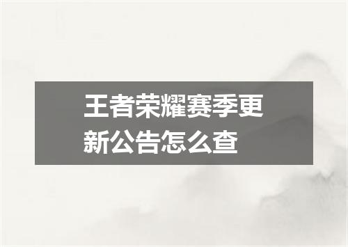 王者荣耀赛季更新公告怎么查
