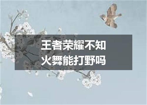 王者荣耀不知火舞能打野吗