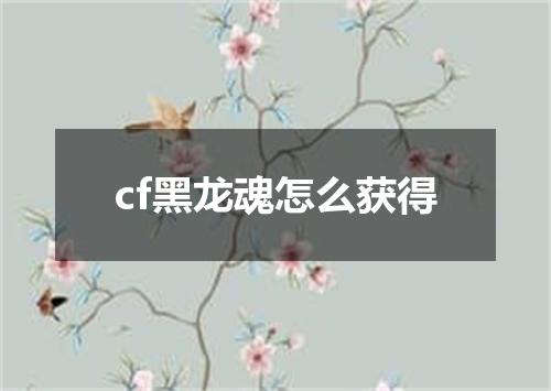 cf黑龙魂怎么获得