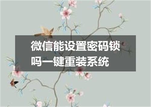 微信能设置密码锁吗一键重装系统