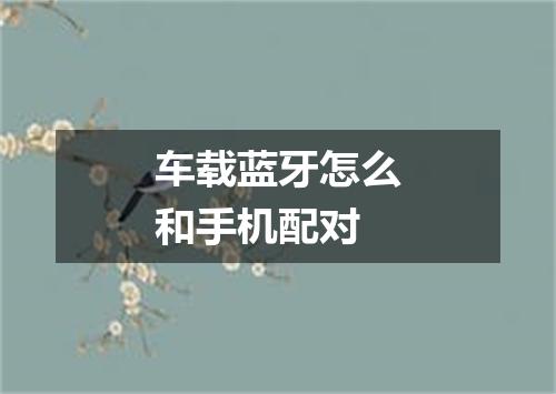 车载蓝牙怎么和手机配对
