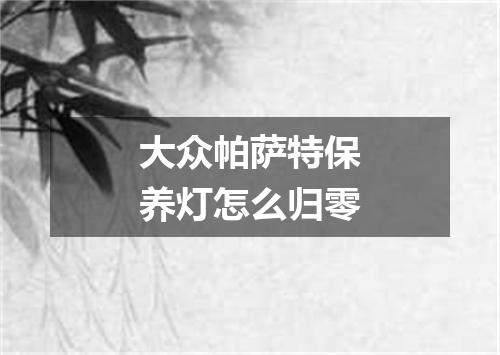 大众帕萨特保养灯怎么归零