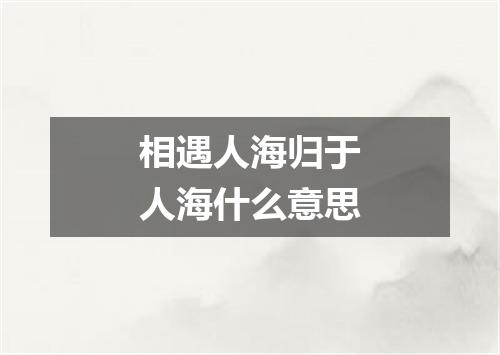 相遇人海归于人海什么意思