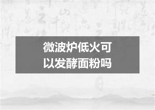 微波炉低火可以发酵面粉吗