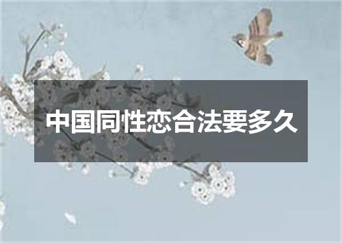 中国同性恋合法要多久