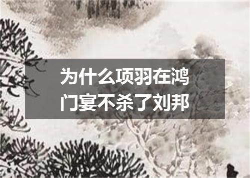 为什么项羽在鸿门宴不杀了刘邦