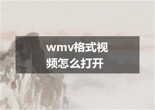 wmv格式视频怎么打开