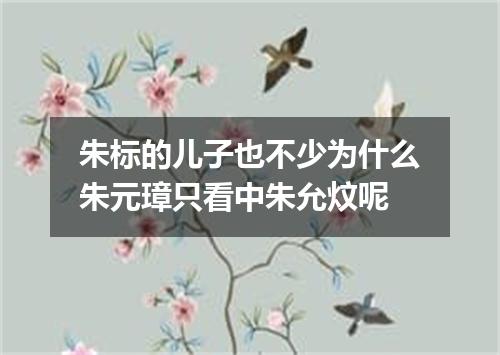 朱标的儿子也不少为什么朱元璋只看中朱允炆呢