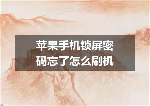苹果手机锁屏密码忘了怎么刷机