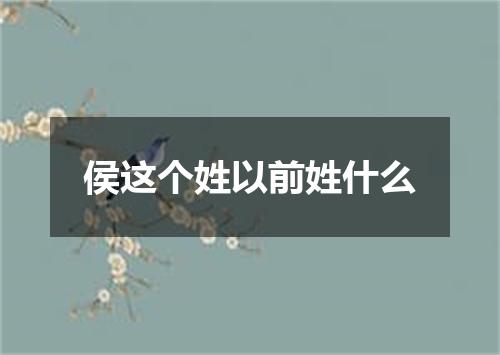 侯这个姓以前姓什么