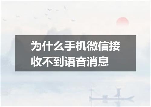 为什么手机微信接收不到语音消息