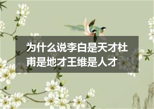 为什么说李白是天才杜甫是地才王维是人才