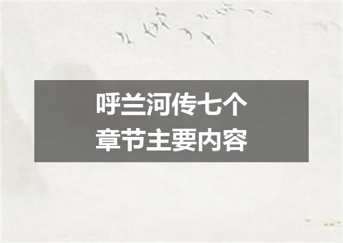 呼兰河传七个章节主要内容