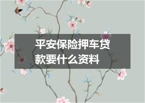 平安保险押车贷款要什么资料