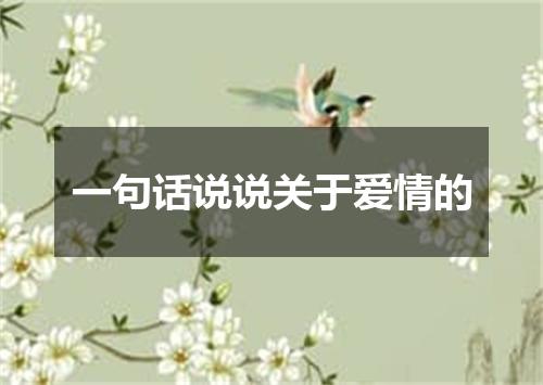 一句话说说关于爱情的