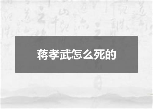 蒋孝武怎么死的