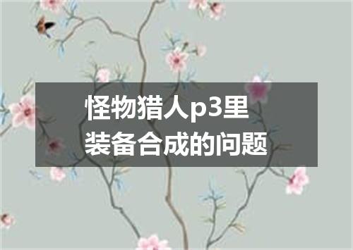 怪物猎人p3里装备合成的问题