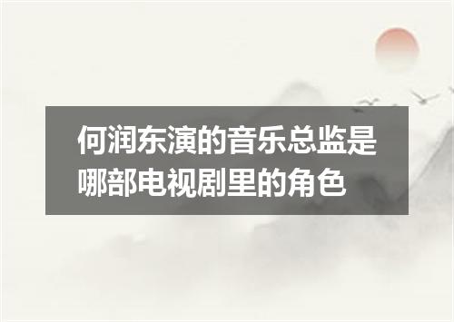 何润东演的音乐总监是哪部电视剧里的角色