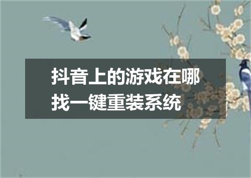 抖音上的游戏在哪找一键重装系统