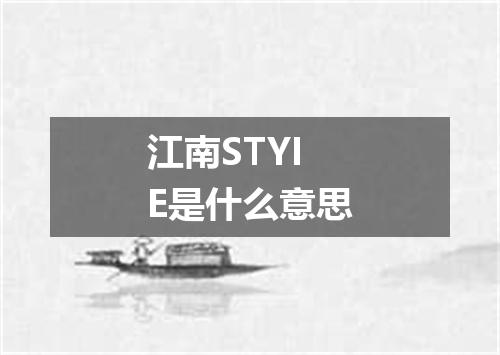 江南STYIE是什么意思