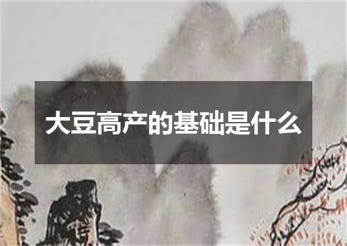 大豆高产的基础是什么