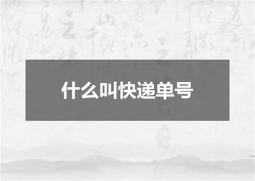 什么叫快递单号