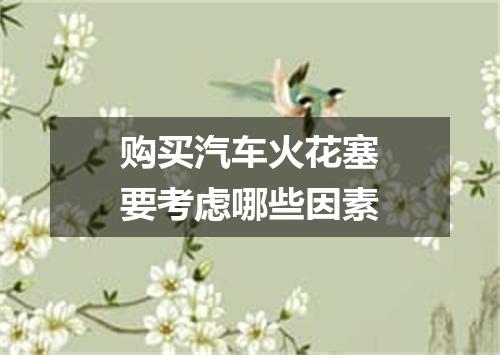 购买汽车火花塞要考虑哪些因素