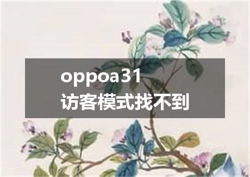 oppoa31访客模式找不到