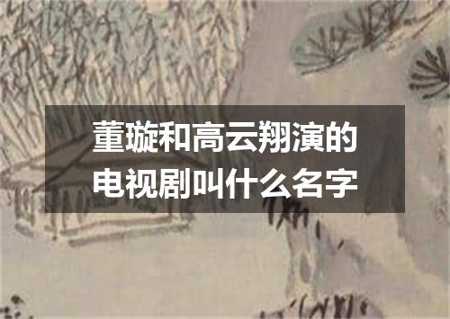 董璇和高云翔演的电视剧叫什么名字
