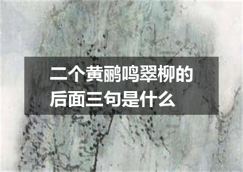 二个黄鹂鸣翠柳的后面三句是什么
