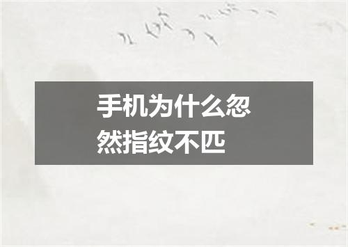 手机为什么忽然指纹不匹