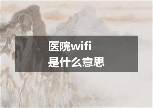 医院wifi是什么意思