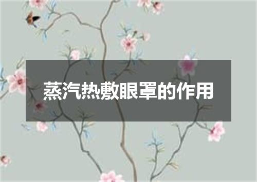 蒸汽热敷眼罩的作用