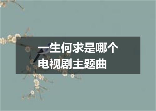 一生何求是哪个电视剧主题曲