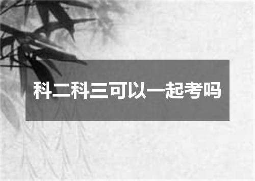 科二科三可以一起考吗