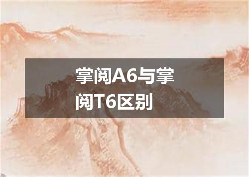 掌阅A6与掌阅T6区别
