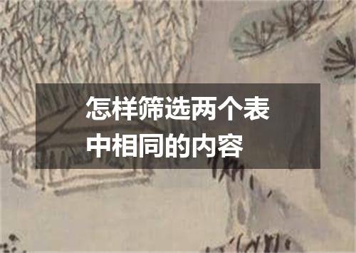 怎样筛选两个表中相同的内容