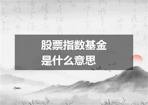 股票指数基金是什么意思